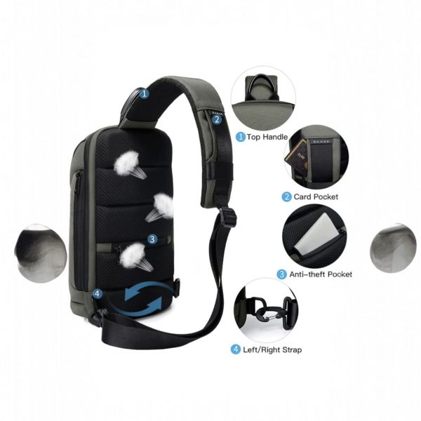 Τσαντάκι ώμου χιαστί crossbody Bange 7565 χακί - Image 7
