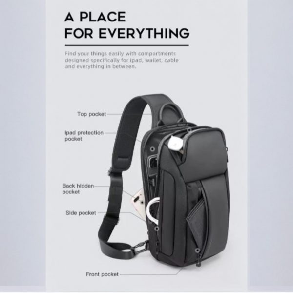 Τσαντάκι ώμου χιαστί crossbody Bange 7566 μαύρο - Image 7