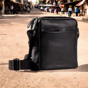 Alternative view of Seven Dots Earth-60-101 Δερμάτινη Τσάντα Ώμου Μαύρη