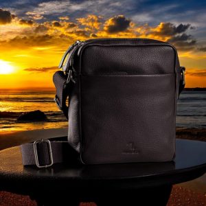 Alternative view of Seven Dots Earth-60-101 Δερμάτινη Τσάντα Ώμου Σκούρο Καφέ