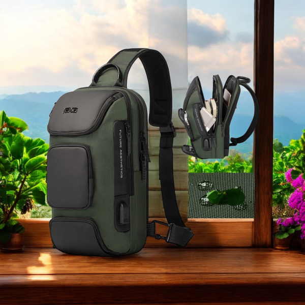Τσαντάκι ώμου χιαστί crossbody Bange 7086 χακί - Image 3