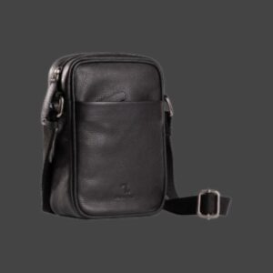 Seven Dots Earth Ανδρικό Δερμάτινο Τσαντάκι Ώμου Μαύρο