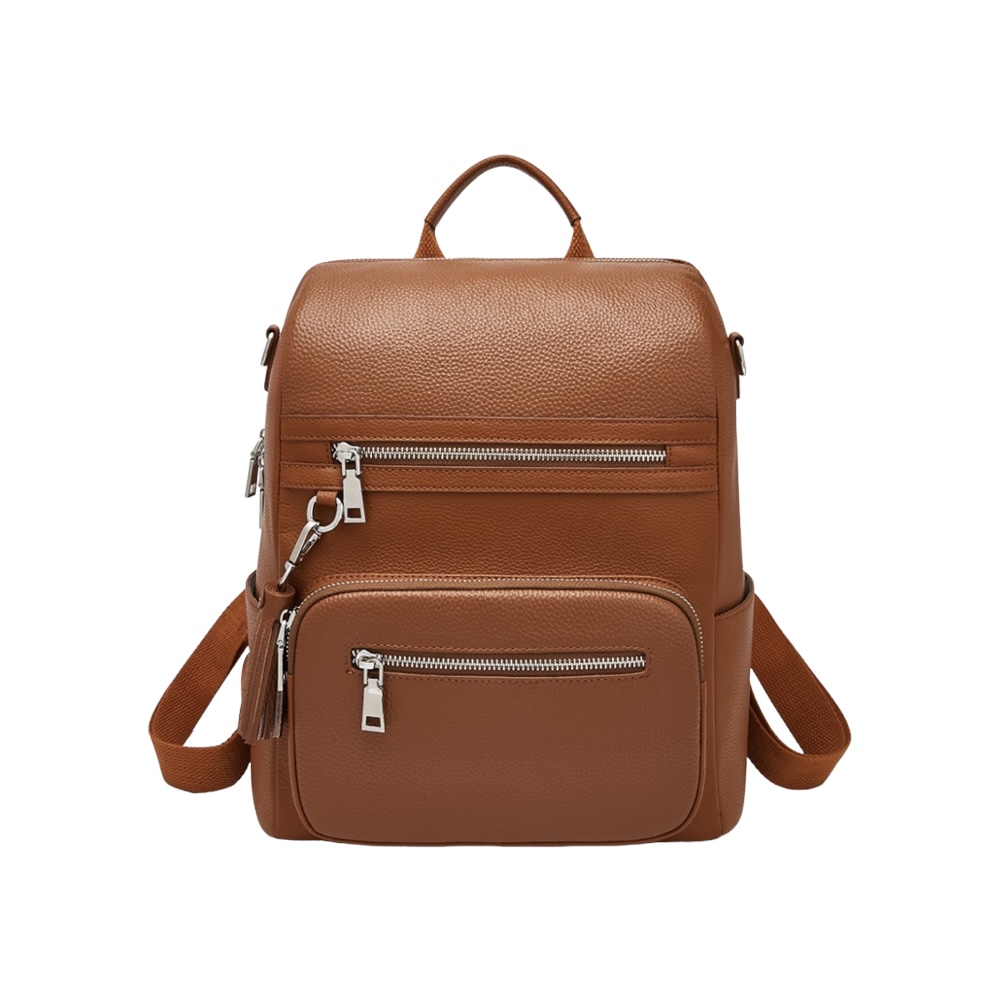 Foxer Δερμάτινo Γυναικείo Σακίδιο Πλάτης Foxer 9135070F καφέ