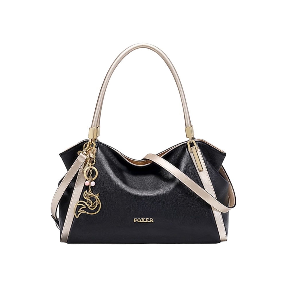Δερμάτινη Γυναικεία Τσάντα Shopper ‘Ωμου Foxer 926097F μαύρο