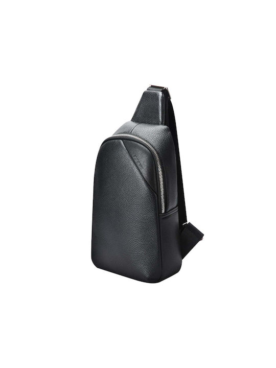 Δερμάτινο τσαντάκι crossbody Bopai 11-122901 μαύρο