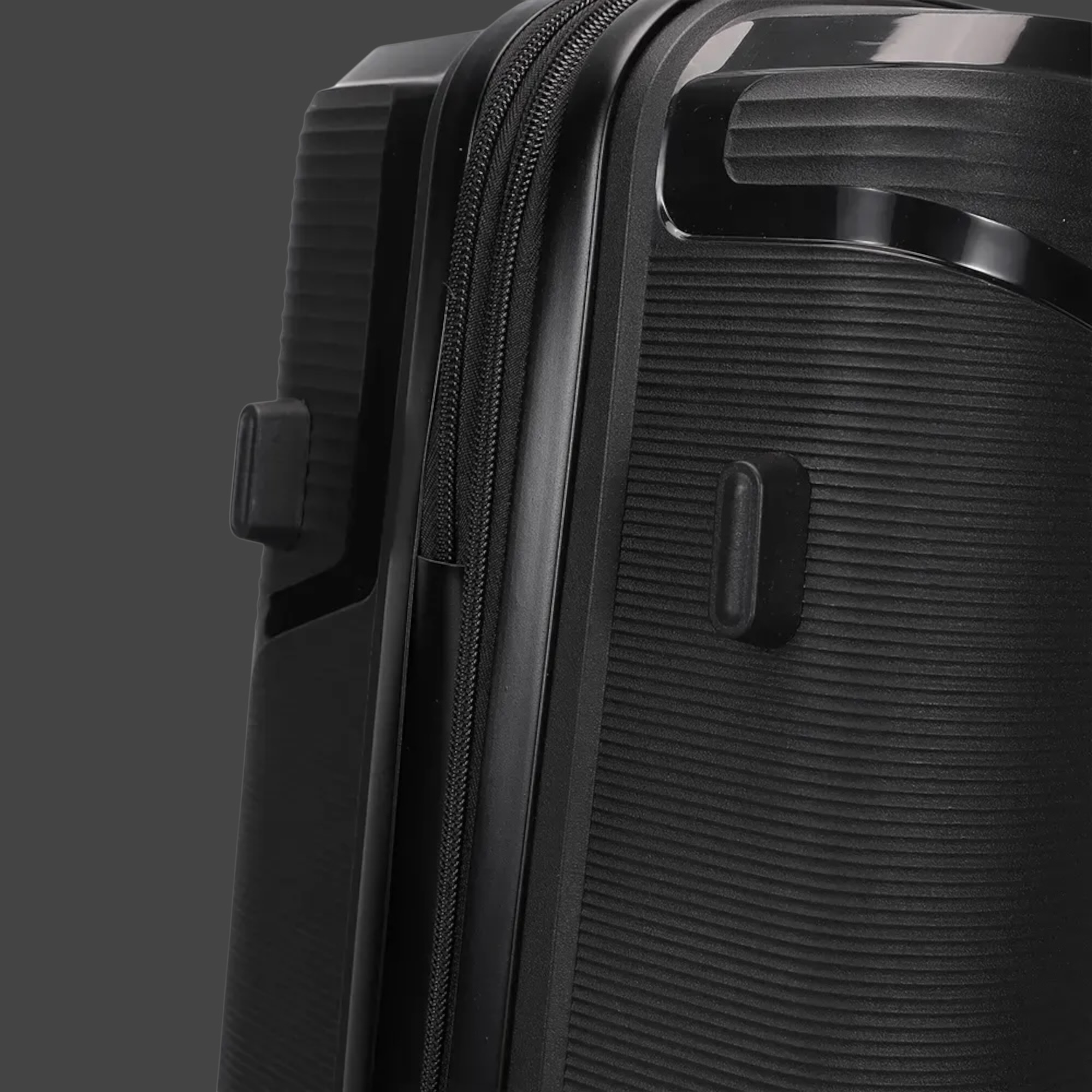 AMBER AM1018 Μαύρο Σετ 3 Βαλίτσες με Προέκταση (3τμχ)