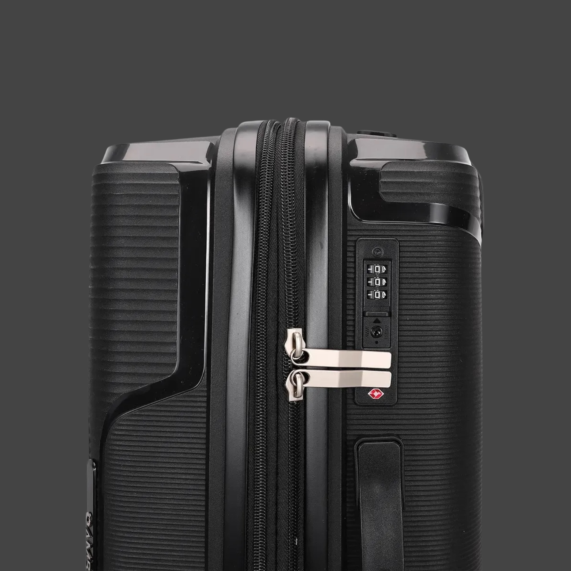 AMBER AM1018 Μαύρο Μεσαία Βαλίτσα με Προέκταση 65cm