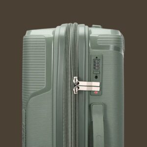 AMBER AM1018 Λαδί Μεσαία Βαλίτσα με Προέκταση 65cm