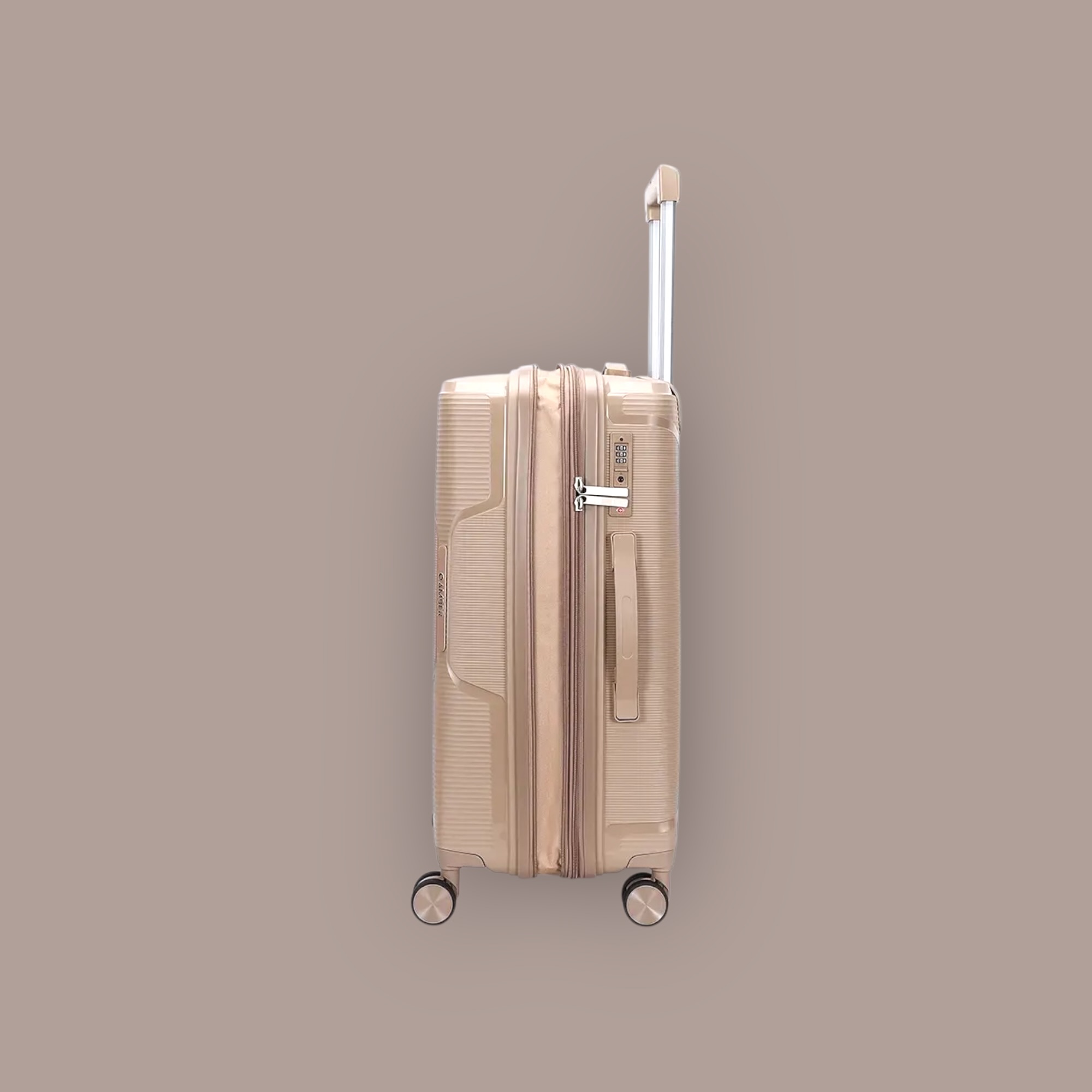 AMBER AM1018 Μόκα Μεσαία Βαλίτσα με Προέκταση 65cm