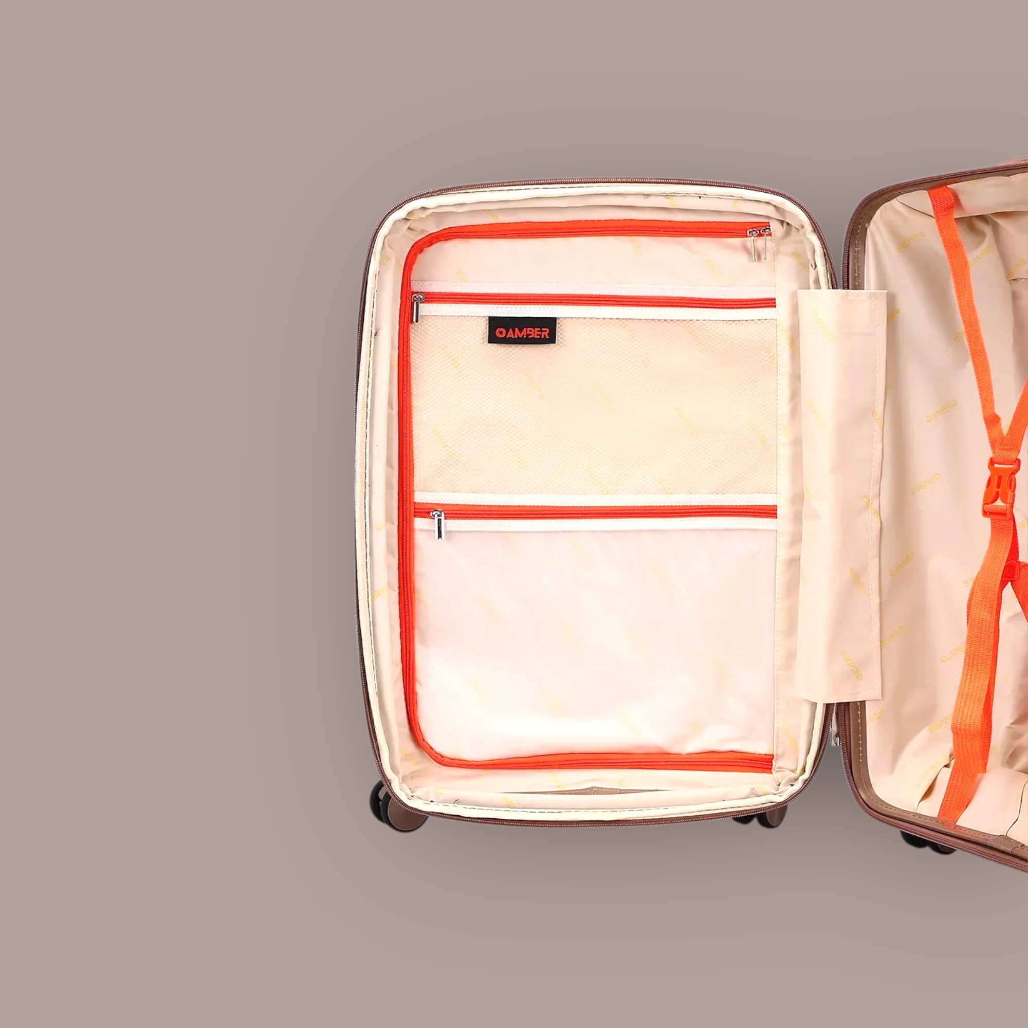 AMBER AM1018 Μόκα Μεσαία Βαλίτσα με Προέκταση 65cm