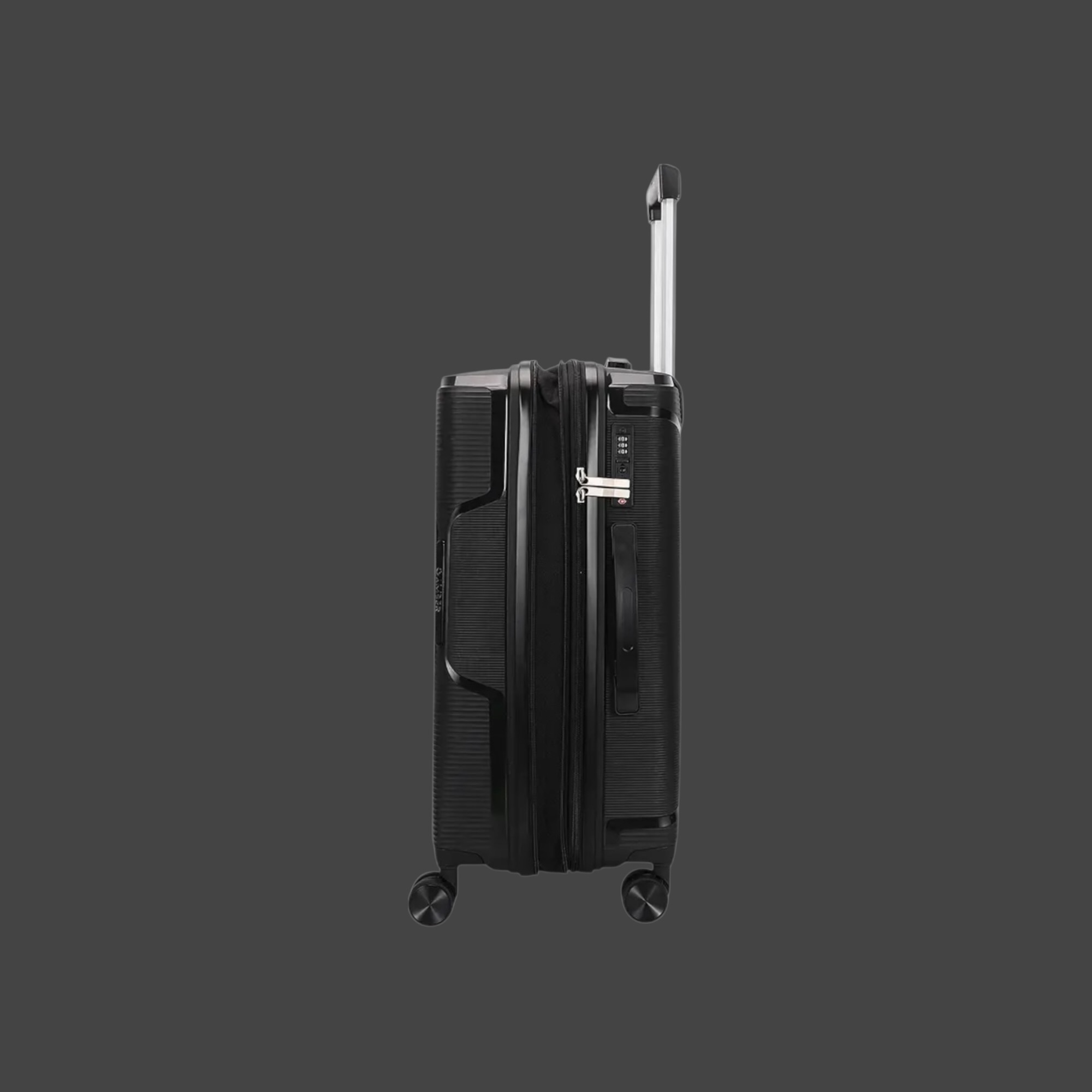 AMBER AM1018 Μαύρο Σετ 3 Βαλίτσες με Προέκταση (3τμχ)