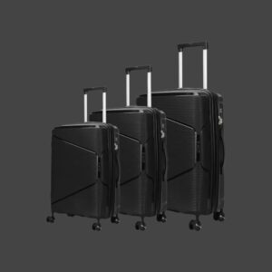 AMBER AM1018 Μαύρο Σετ 3 Βαλίτσες με Προέκταση (3τμχ)