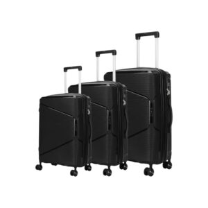 AMBER AM1018 Μαύρο Σετ 3 Βαλίτσες με Προέκταση (3τμχ)