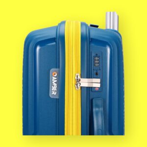 AMBER AM1017 Μπλε Μεγάλη Βαλίτσα με Προέκταση 75cm