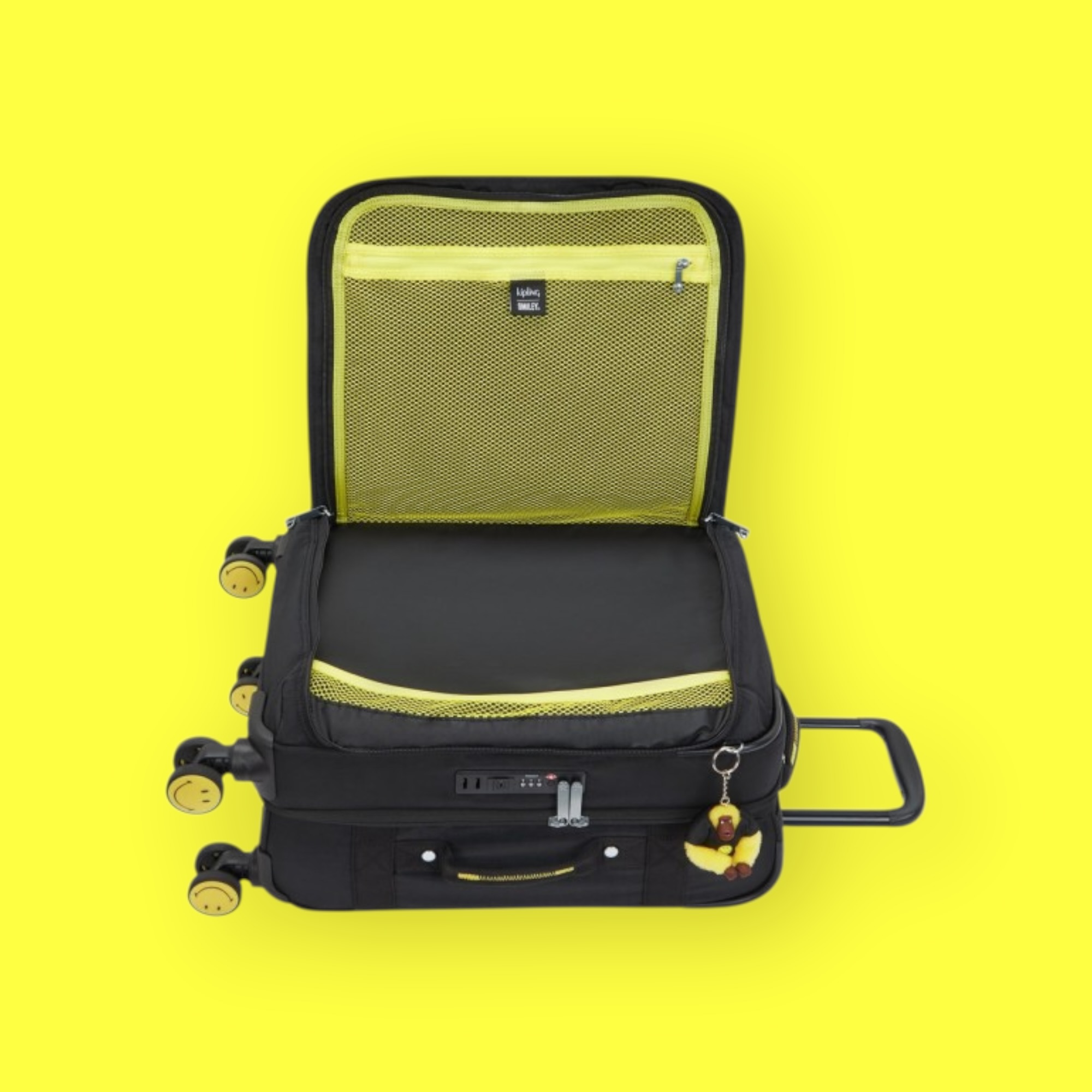 Kipling Smiley Βαλίτσα Καμπίνας 53cm Yellow Fun Black