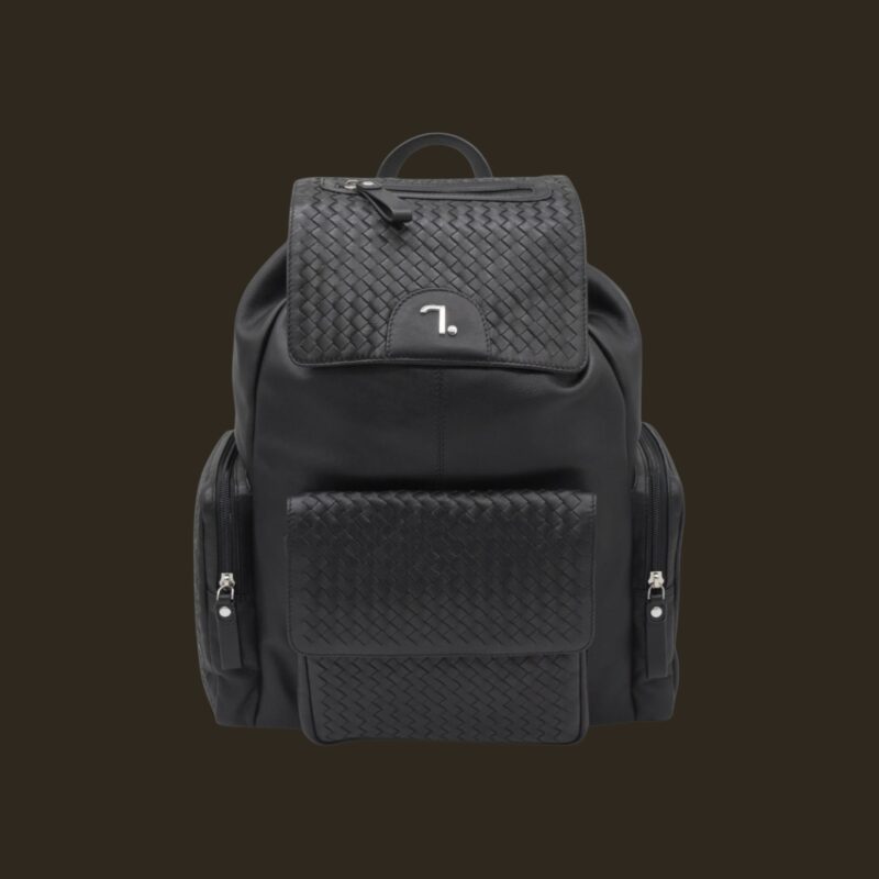 Seven Dots Ermis-20-124 δερμάτινο πλεκτό σακίδιο πλάτης μαύρο