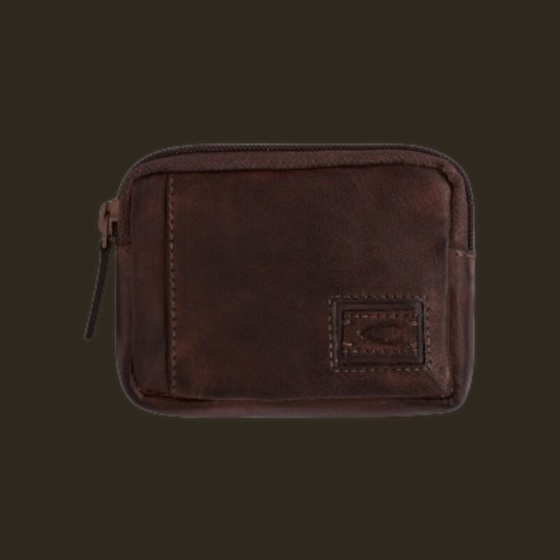 Camel Active δερμάτινο πορτοφολάκι καφέ με φερμουάρ