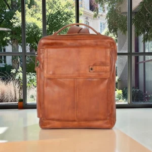 Spikes & Sparrow Fred Δερμάτινο Σακίδιο Laptop 15,6'' Κονιάκ