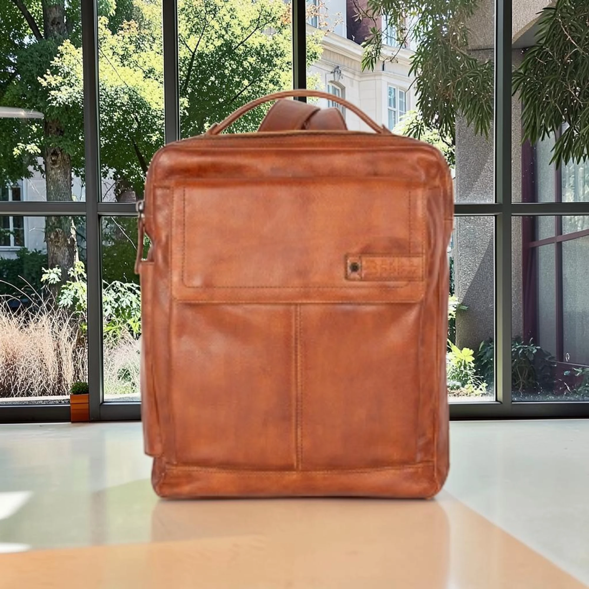 Spikes & Sparrow Fred Δερμάτινο Σακίδιο Laptop 15,6'' Κονιάκ