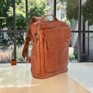 Spikes & Sparrow Fred Δερμάτινο Σακίδιο Laptop 15,6'' Κονιάκ
