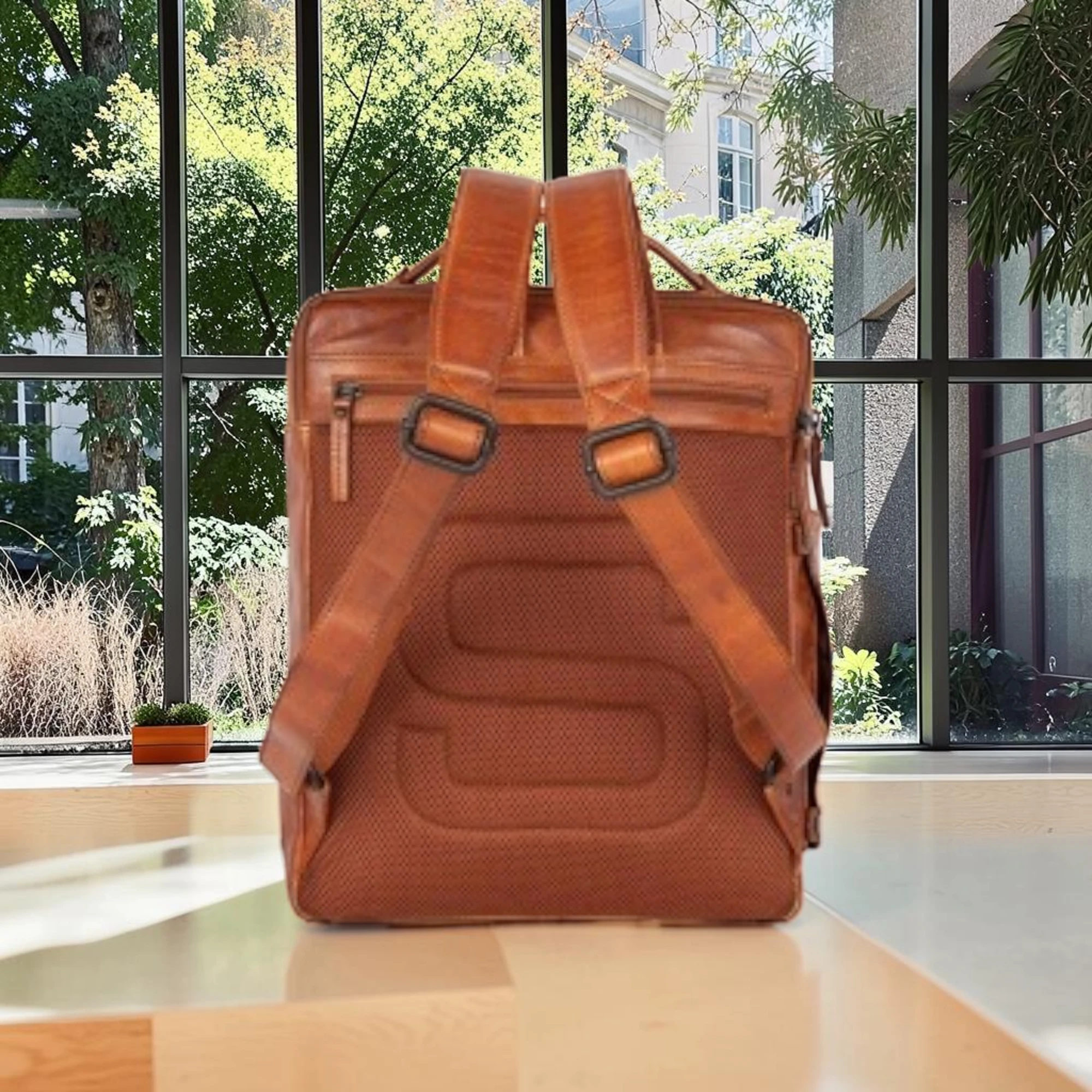 Spikes & Sparrow Fred Δερμάτινο Σακίδιο Laptop 15,6'' Κονιάκ