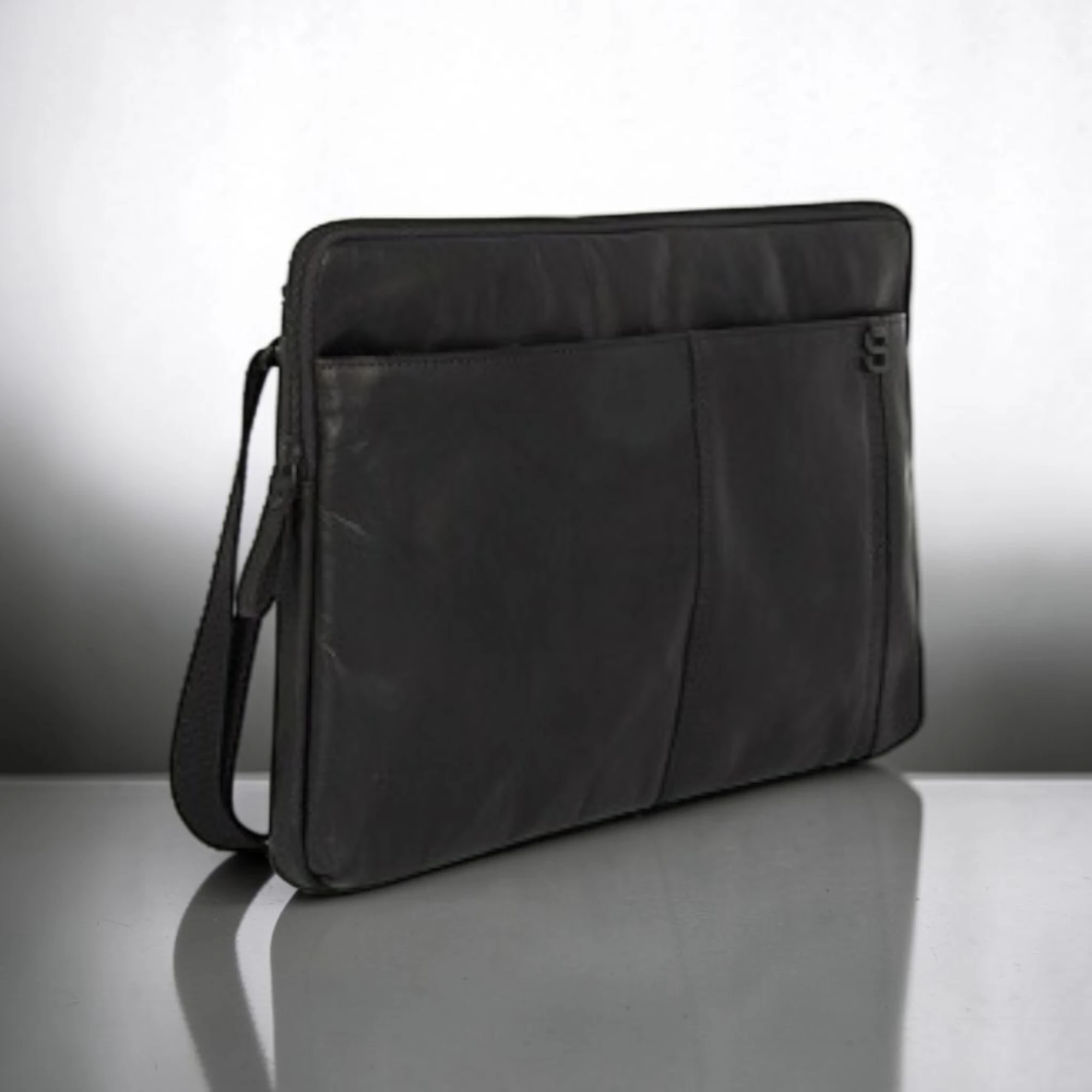 Spikes & Sparrow Seattle Δερμάτινος Χαρτοφύλακας Laptop 15,6'' Μαύρος