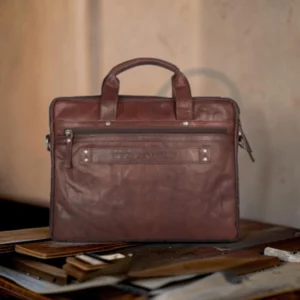 Spikes & Sparrow Montana Δερμάτινος Χαρτοφύλακας Laptop 15'' Σκούρο Καφέ