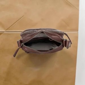 Spikes & Sparrow Vermont Δερμάτινη Τσάντα Ώμου Χιαστί Σκούρο Καφέ