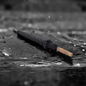 Knirps Timber Automatic Αυτόματη Ομπρέλα Μπαστούνι Μαύρη